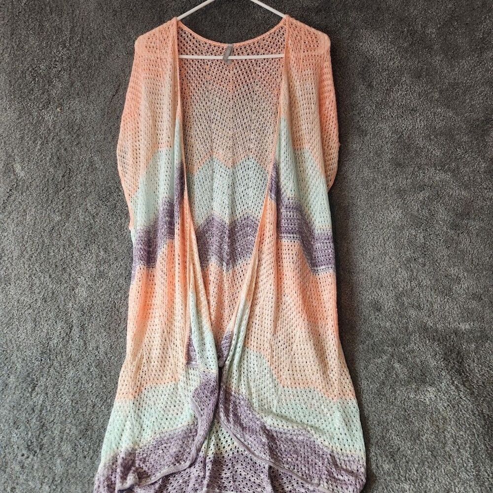 Vanity Crochet Sweater Swimsuit Cover Up  Size Medium Multi Colored Sleeveless